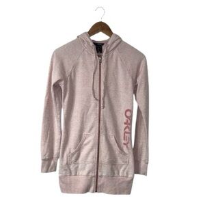 Oakley Blush Pink Hooded Sweatshirt Full Zipper Long Length Surf Hawaii Size XS